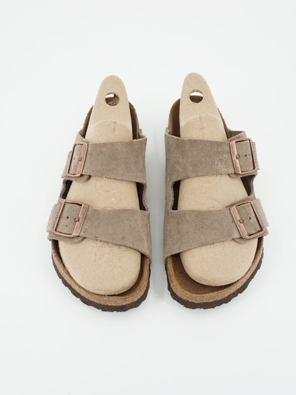 Birkenstock Women’s Suede 2-Strap Buckle Slide Sandals Beige EU 39 US 8.5